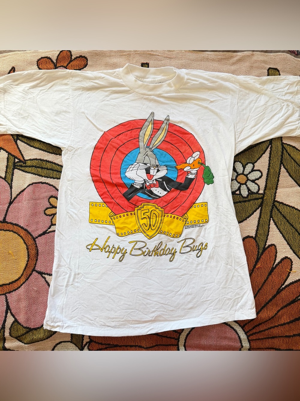 Vintage 1989 Happy Birthday Bugs Looney Tunes Single Stitch Tee Size Large